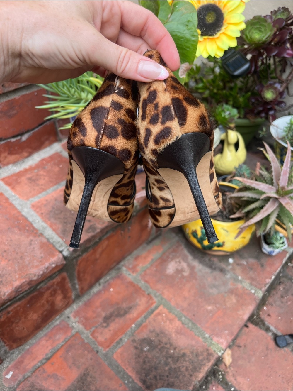 2 pairs, Prada silver black wedges and Manolo Blahnik pony hair tie pumps - Picture 9 of 11